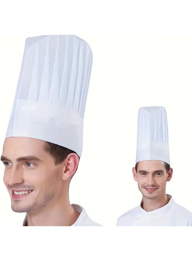 5pcs White High Dome Non Woven Disposable Chef Hats For Home Kitchens And Restaurants - Image 1