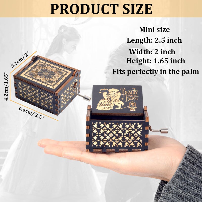 صندوق الموسيقى BeyHer The Beast Hand Crank هدية عيد الحب لها - عيد الميلاد لها/الزوجة (موضوع فيلم الوحش) يأتي مع بطاقة تهنئة فارغة - Image 4