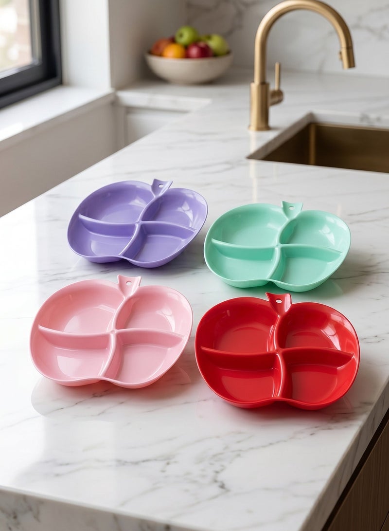 Divided Plastic Serving Platter for Fruits Nuts and Snacks Modern Functional Design Available in 4 Vibrant Colors (Pink Green Purple Red) Durable Material for Daily Hosting and Presentation - Image 2