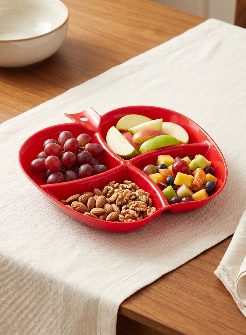 Divided Plastic Serving Platter for Fruits Nuts and Snacks Modern Functional Design Available in 4 Vibrant Colors (Pink Green Purple Red) Durable Material for Daily Hosting and Presentation - Image 3