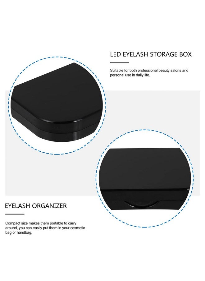 HEALLILY - Eyelash Holder Case Empty False Eyelash Container Organizer With Makeup Mirror Led Light Lashes Storage Case For Eye Makeup Tool Black - Image 1