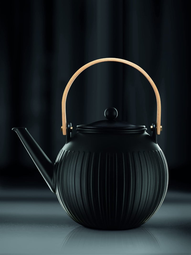 Bodum Douro Porcelain Tea Pot with Stainless Steel Infuser, 51 Ounce, Matte Black - Image 2