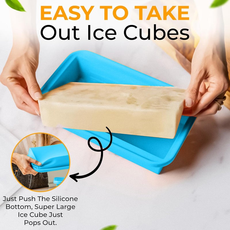 MT.BAY (2 Pack) Large Silicone Freezer Containers For Soup, Pasta Sauce, Leftovers, Broth & More - 6 Cup Reusable BPA Free Non Plastic Food Storage Freezing Ice Trays With Lids & Measurement Lines - Image 2