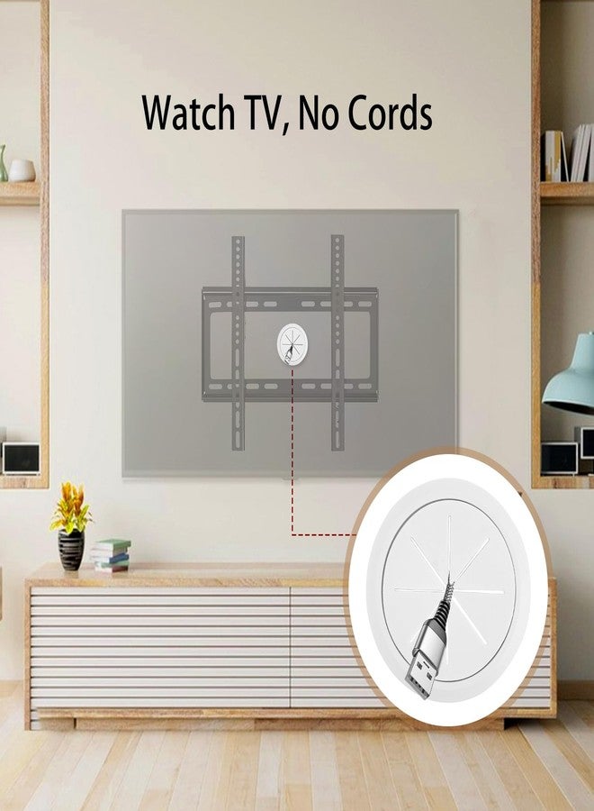 HOMEBOBO 4 Pack TV Cord Hider for Wall Mounted TV, 2-3/8"(60mm Hole) Cord Hider for TV Wall, in Wall Cable Management Kit, Includes 4 Pass Throughs, 1 Hole Saw Drill Attachment & 10 Cable Ties for Easy Install - Image 4