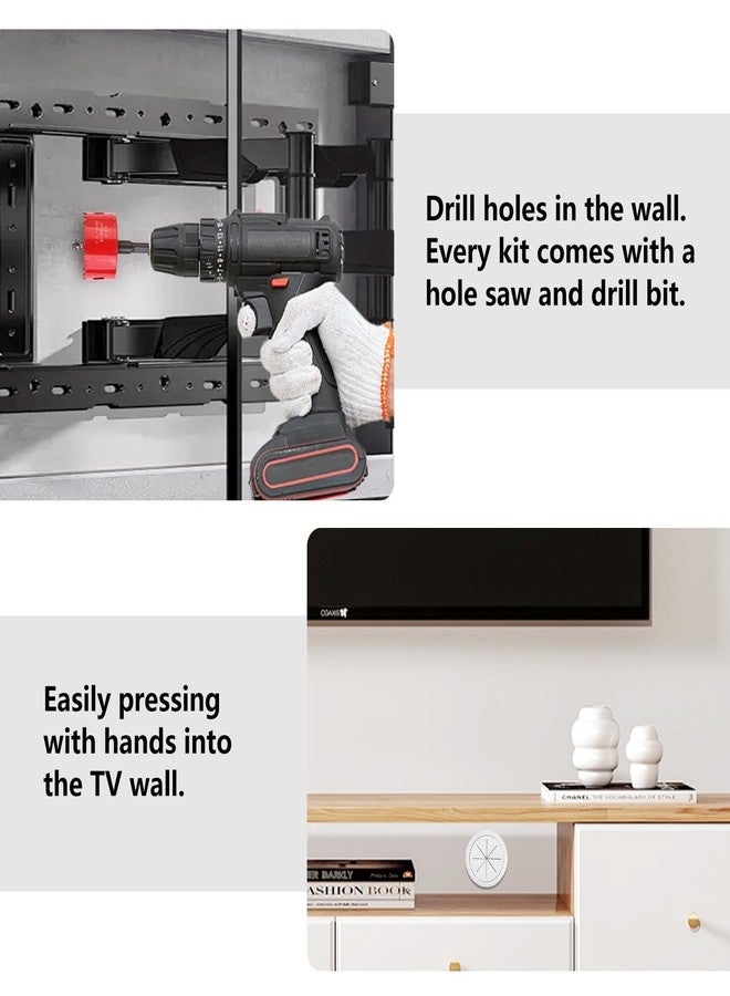 HOMEBOBO 4 Pack TV Cord Hider for Wall Mounted TV, 2-3/8"(60mm Hole) Cord Hider for TV Wall, in Wall Cable Management Kit, Includes 4 Pass Throughs, 1 Hole Saw Drill Attachment & 10 Cable Ties for Easy Install - Image 5