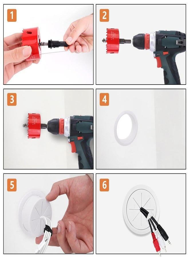 HOMEBOBO 4 Pack TV Cord Hider for Wall Mounted TV, 2-3/8"(60mm Hole) Cord Hider for TV Wall, in Wall Cable Management Kit, Includes 4 Pass Throughs, 1 Hole Saw Drill Attachment & 10 Cable Ties for Easy Install - Image 3