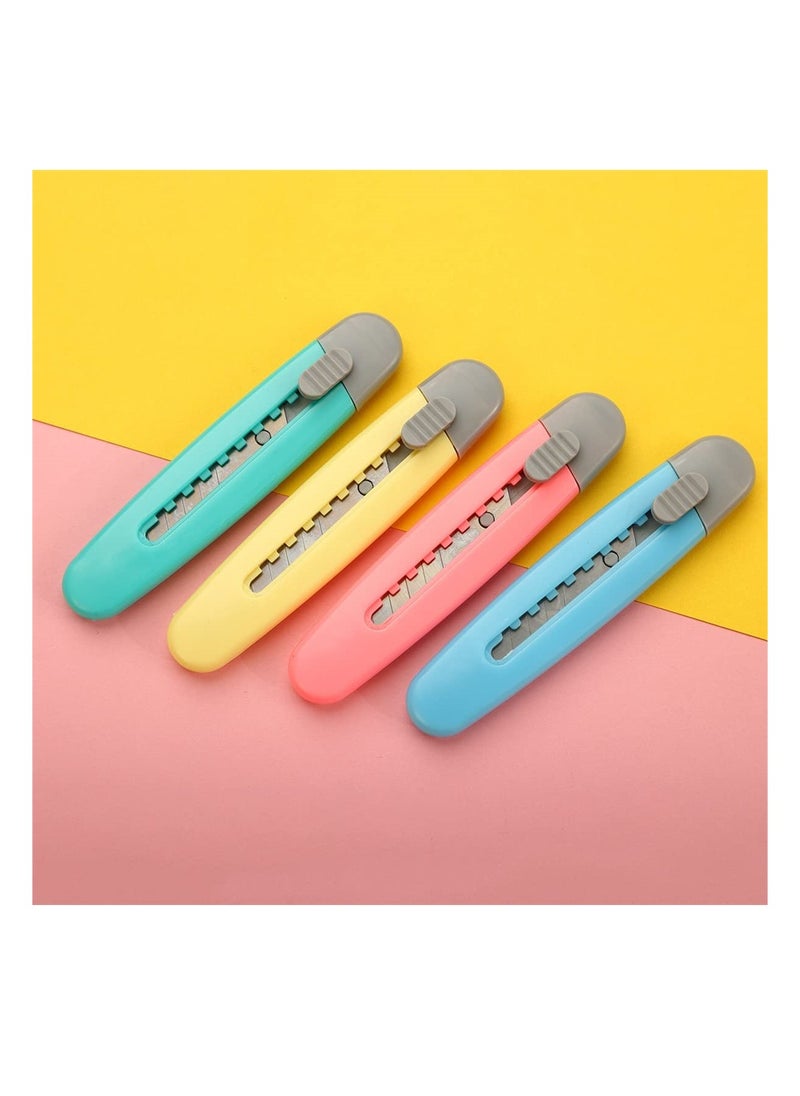 SYOSI - Box Cutters 4 Pack Retractable Utility Knife with 9 mm Snap-Off Blade Sharp and Easy to Use Little Cutting Tools for Opening Packages Letters and Cardboard Boxes - Image 1