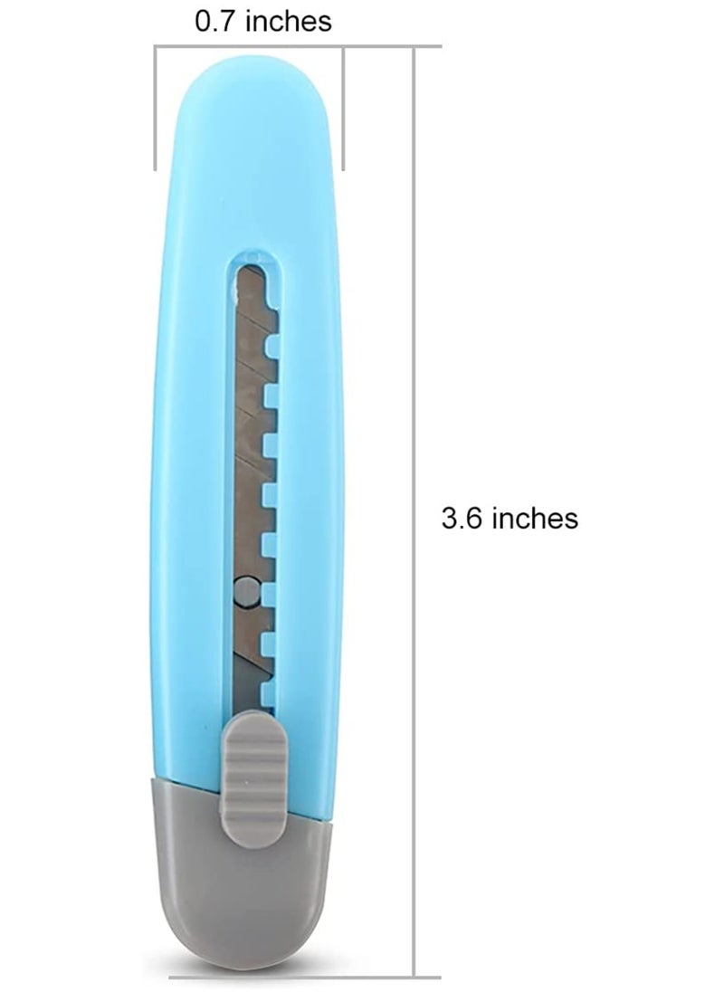 SYOSI - Box Cutters 4 Pack Retractable Utility Knife with 9 mm Snap-Off Blade Sharp and Easy to Use Little Cutting Tools for Opening Packages Letters and Cardboard Boxes - Image 1