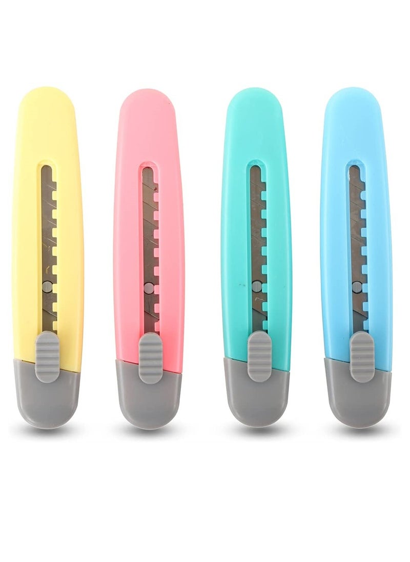 SYOSI - Box Cutters 4 Pack Retractable Utility Knife with 9 mm Snap-Off Blade Sharp and Easy to Use Little Cutting Tools for Opening Packages Letters and Cardboard Boxes - Image 1