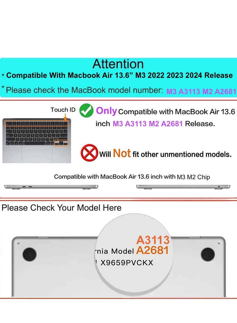 2 Pack MacBook Air 13.6 Inch Screen Protector Tempered Glass 2022 Macbook Air M2 Screen Protector (2024/2022 M3 A3113 M2 A2681)  - Image 2