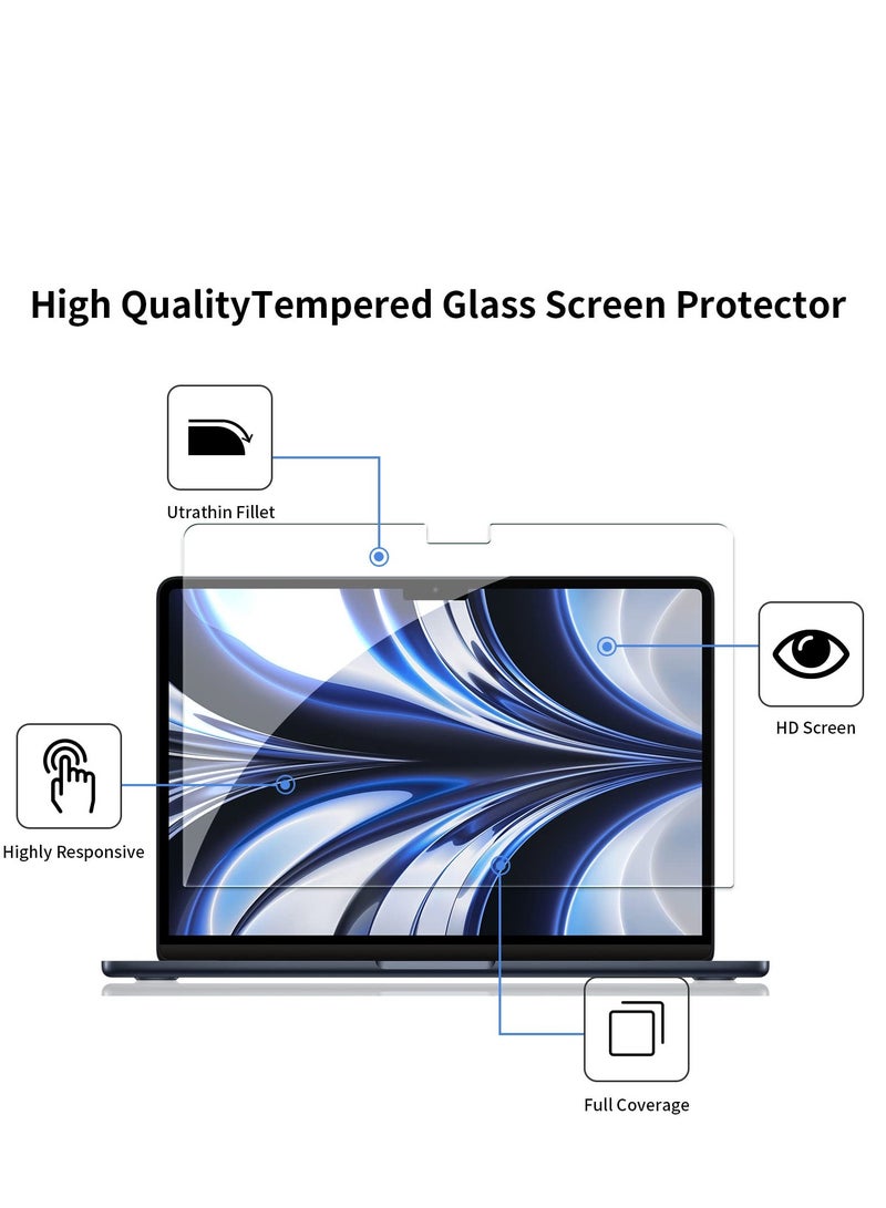 2 Pack MacBook Air 13.6 Inch Screen Protector Tempered Glass 2022 Macbook Air M2 Screen Protector (2024/2022 M3 A3113 M2 A2681)  - Image 3