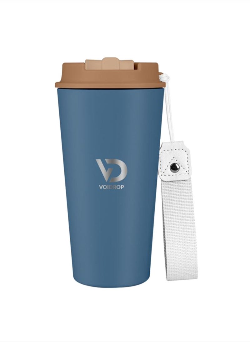 Generic 500ML Coffee Travel Mug Stainless Steel Insulated Spill Proof With Sipper And Strap Lid Hot And Iced Beverage Powder Coating Tumbler 16oz Mate Blue - Image 1