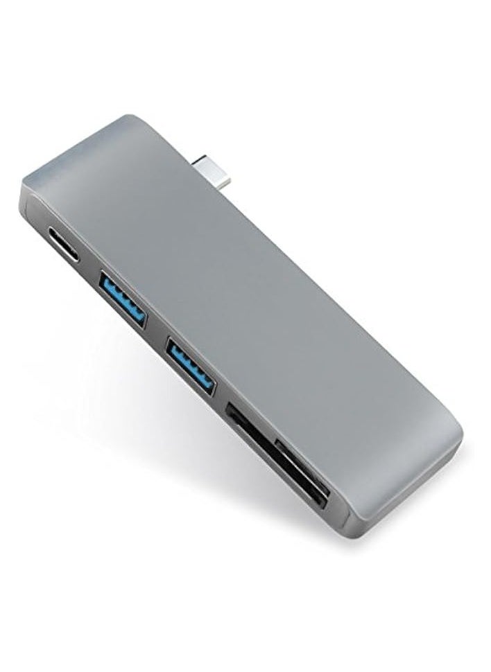 USB C Adapter 3.1 Type C Hub With USB C Power Delivery Port,Dual USB C To USB 3.0,TF (MicroSD) SD Card Reader, 5-in-1 USB C Hub for MacBook 12", MacBook Pro 2016 2017 (Space Gray)