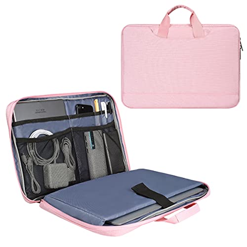 imComor 14 15 Inch Laptop Case Women Ladies Bag TSA Laptop Sleeve for MacBook Pro 14" M5/M4/M3/M2/M1, Macbook Air 15 M4/M3, Dell XPS 15/Inspiron 14, Acer HP Lenovo ASUS Chromebook 14" Notebook Case Bag, Pink - Image 1