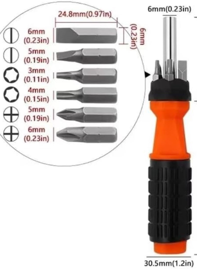 GGOOT 6 in 1 Ratchet Screwdriver Durable Household Multifunctional Repair Hardware Tool Screwdriver Portable Set Hand Tools  - Image 2