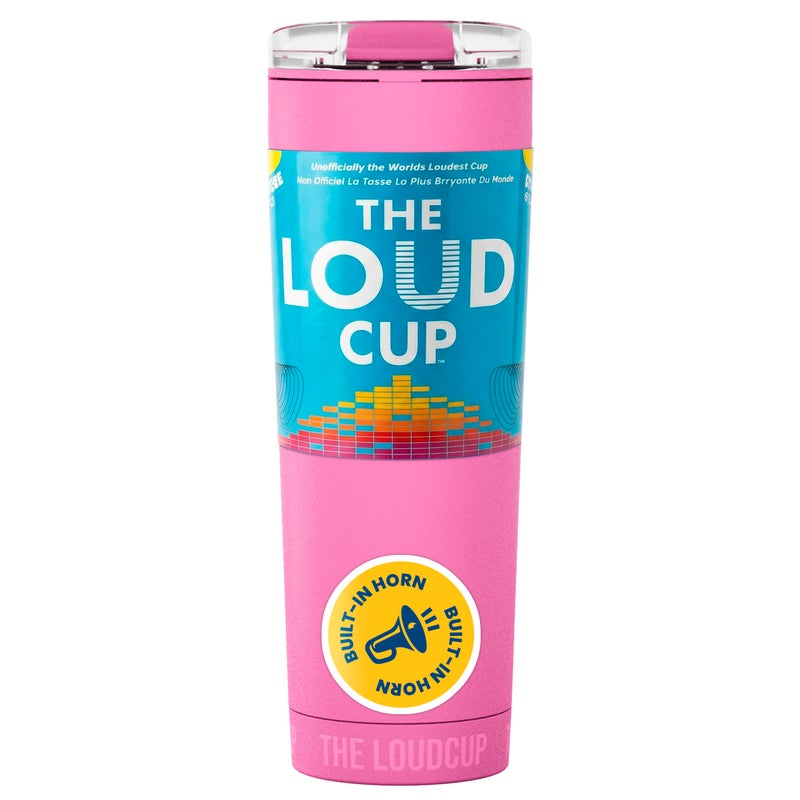 Loud Cup The LoudCup Blow Horn Tumbler, Cheer & Sip 2-in-1 Reusable Water Bottle with Built-In Horn for Sports Games, Tailgates, Parties & Events, BPA-Free, 23 oz, Panther Pink - Image 1