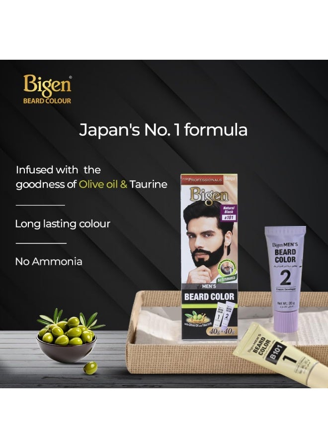 Bigen Proffesional Beard colour B101 Natural Black| Leaves no Stains, 40g+40g - Image 4
