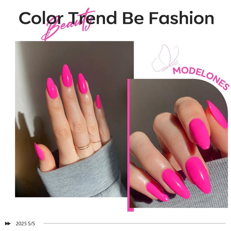 modelones Summer Vibrant Gel Nail Polish, 1Pcs 15 ML Hot Pink Neon Gel Nail Polish Fluorescent Polish Soak Off LED Nail Art DIY Salon Gift for Nail Manicure - Image 3