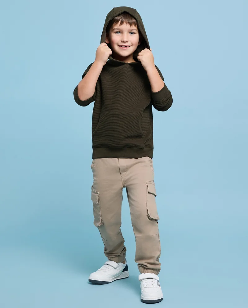 R&B Solid Hoodie with Long Sleeves