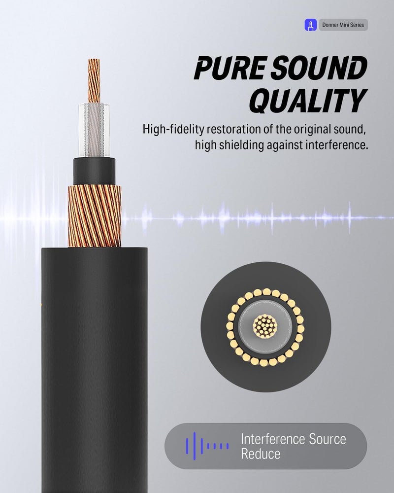 Donner 6 Inch Guitar Patch Cable Guitar Effect Pedal Cables Black 6 Pack - Image 3