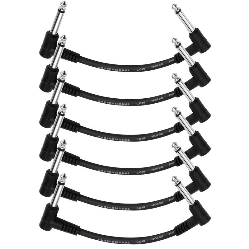 Donner 6 Inch Guitar Patch Cable Guitar Effect Pedal Cables Black 6 Pack - Image 1