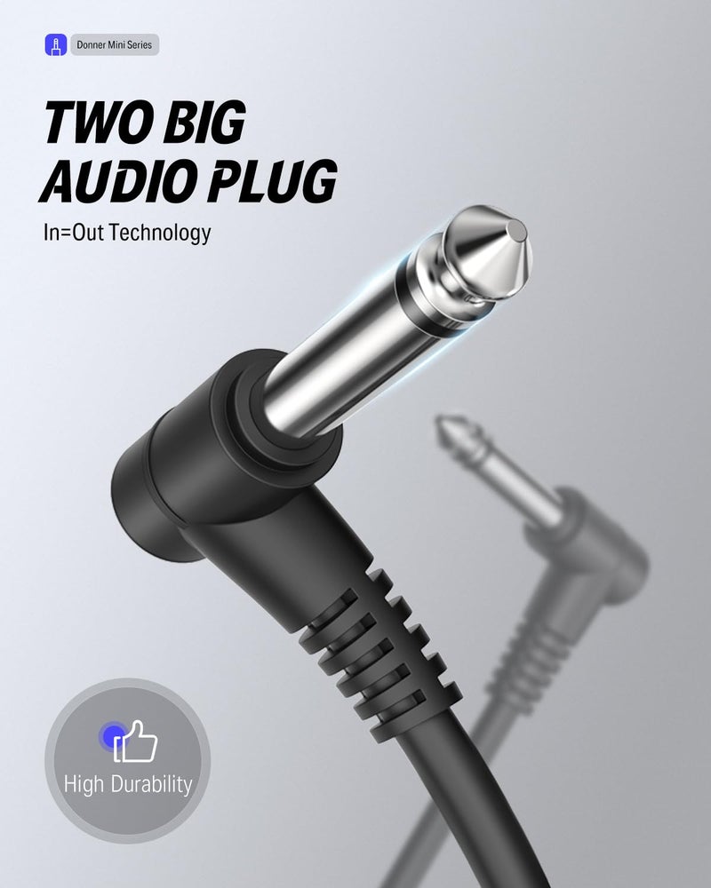 Donner 6 Inch Guitar Patch Cable Guitar Effect Pedal Cables Black 6 Pack - Image 5