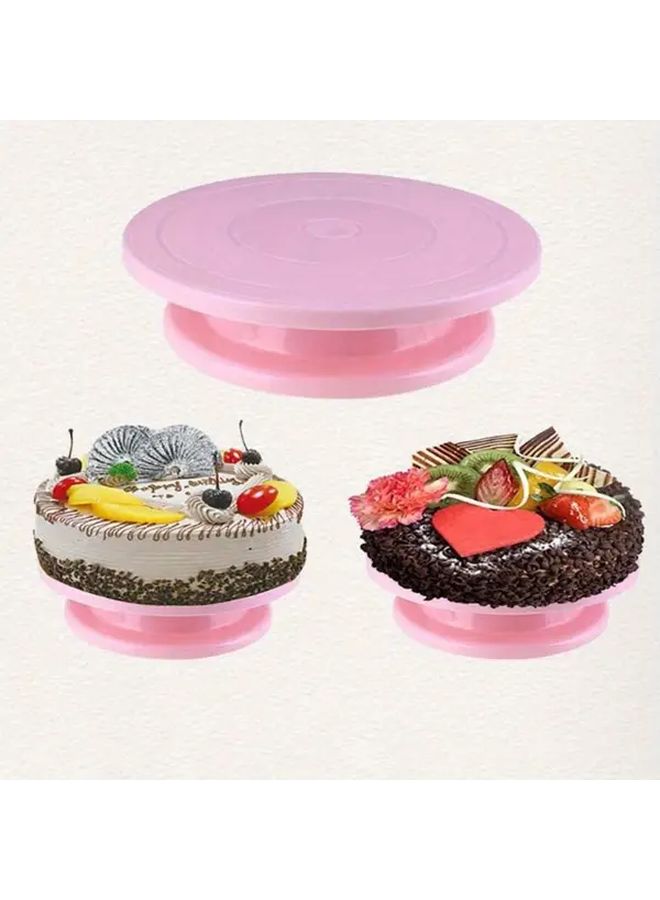 White Revolving Cake Stand for Baking and Decorating Durable Plastic Rotating Table - Image 3