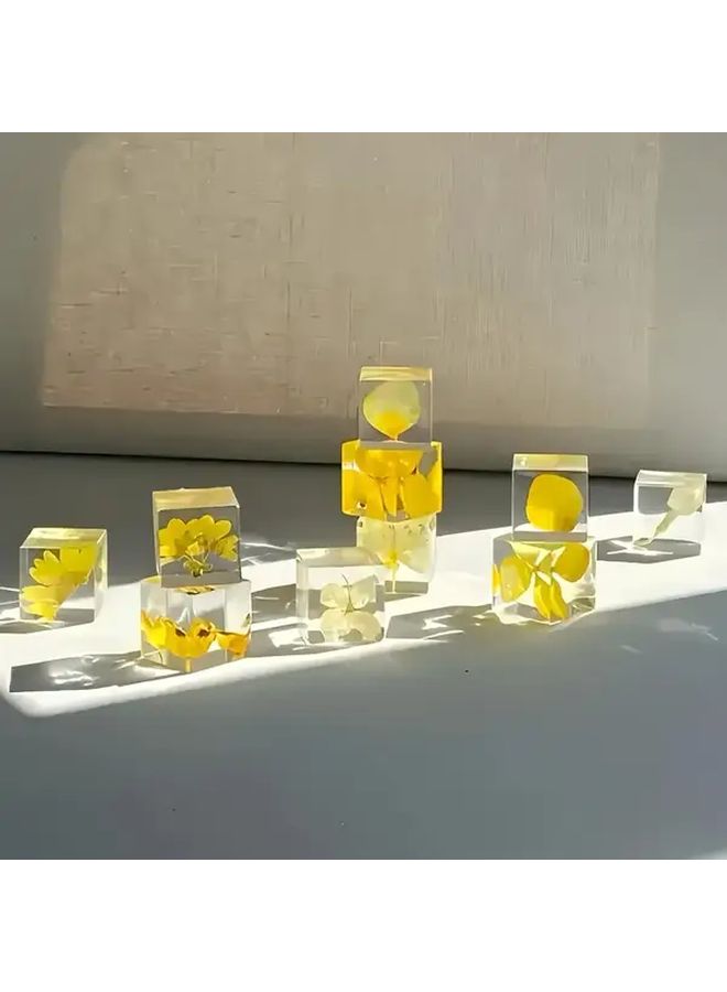 Purple Epoxy Resin Plant Specimens 9 Pcs DIY Relief Cube Home Decor - Image 1