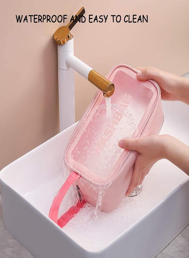 DRANZ مجموعة حقائب أدوات النظافة للسفر من درانز، 3 قطع، منظم مكياج كبير السعة بمقبض، حقيبة تخزين شفافة مقاومة للماء للسفر للفرش والملحقات، للرجال والنساء، محمولة بسحاب، مصنوعة من مادة PVC شفافة - Image 4