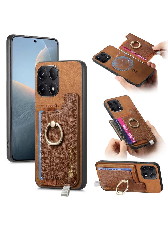 S-TOP Case For Redmi K70E / Poco X6 Pro 5G Retro Magsafe Cross Leather Ring Holder Card Bag Phone Case - Image 1