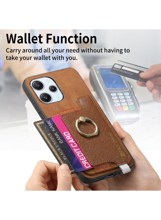 S-TOP Case For Redmi K70E / Poco X6 Pro 5G Retro Magsafe Cross Leather Ring Holder Card Bag Phone Case - Image 4