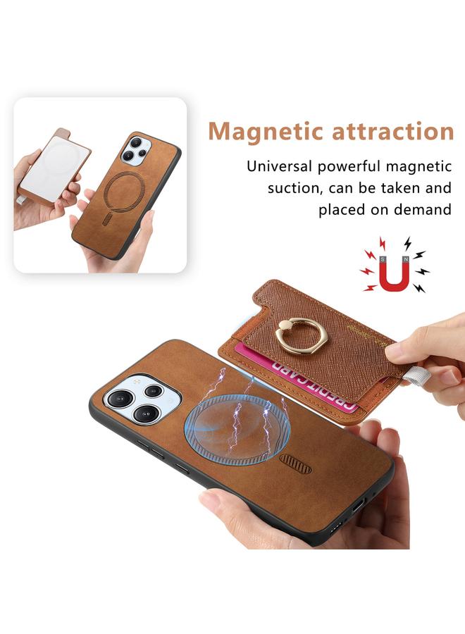 S-TOP Case For Redmi K70E / Poco X6 Pro 5G Retro Magsafe Cross Leather Ring Holder Card Bag Phone Case - Image 3