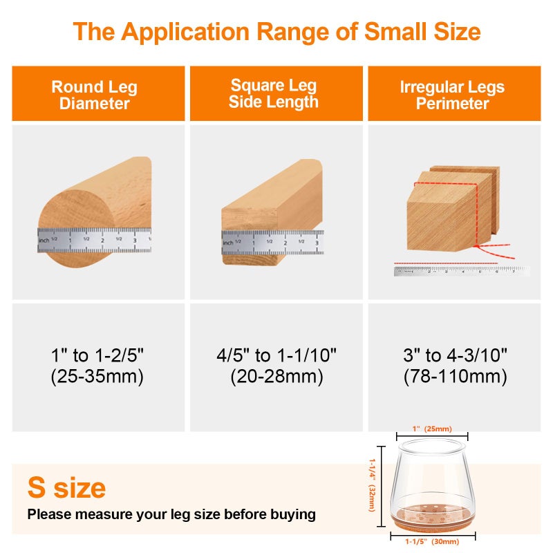 Joeyrras 24Pcs Silicone Chair Leg Floor Protectors,Floor Protectors for Chairs,Rubber Chair Leg Protectors for Hardwood Floors,Chair Leg Caps Chair Leg Covers for Wooden Floors(Clear, Small) - Image 4