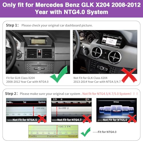 NINETOM 10.25 inch Touchscreen Wireless CarPlay Android Auto Multimedia Car Radio Receiver Compatible with Mercedes Benz GLK Class X204 with NTG4.0 System (2008-2012) - Image 2