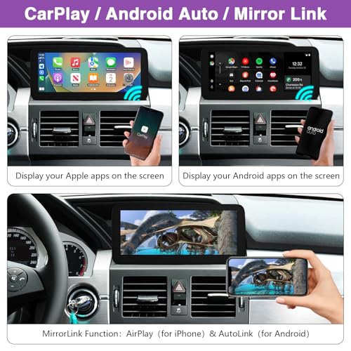 NINETOM 10.25 inch Touchscreen Wireless CarPlay Android Auto Multimedia Car Radio Receiver Compatible with Mercedes Benz GLK Class X204 with NTG4.0 System (2008-2012) - Image 4
