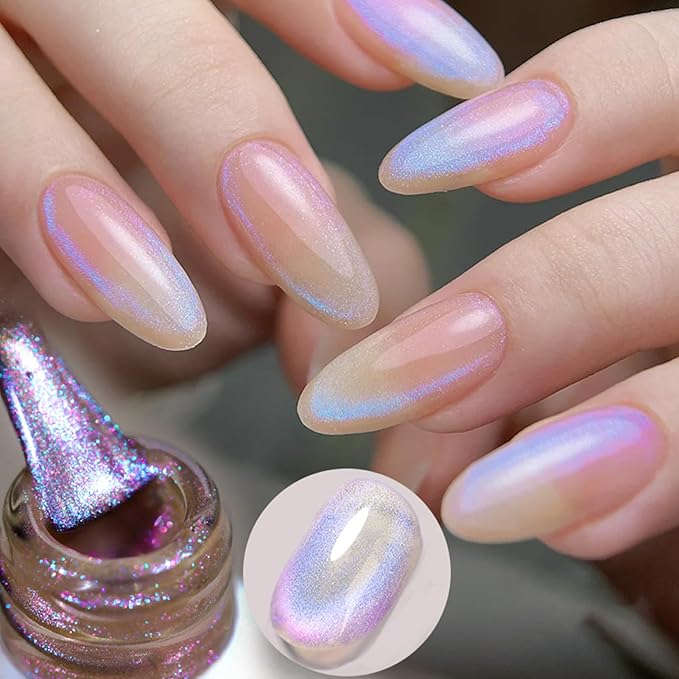BORN PRETTY 6 Colors Jelly Nude Pink Cat Magnetic Eye Gel Polish Set with Magnet SoakOff U VLED Iridescent Cat Gel for Nail Art Salon DIY Home