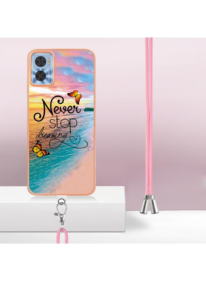 S-TOP Case For Motorola Moto E22/E22i Electroplating IMD TPU Phone Case with Lanyard - Image 5