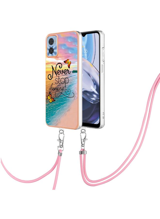 S-TOP Case For Motorola Moto E22/E22i Electroplating IMD TPU Phone Case with Lanyard - Image 1