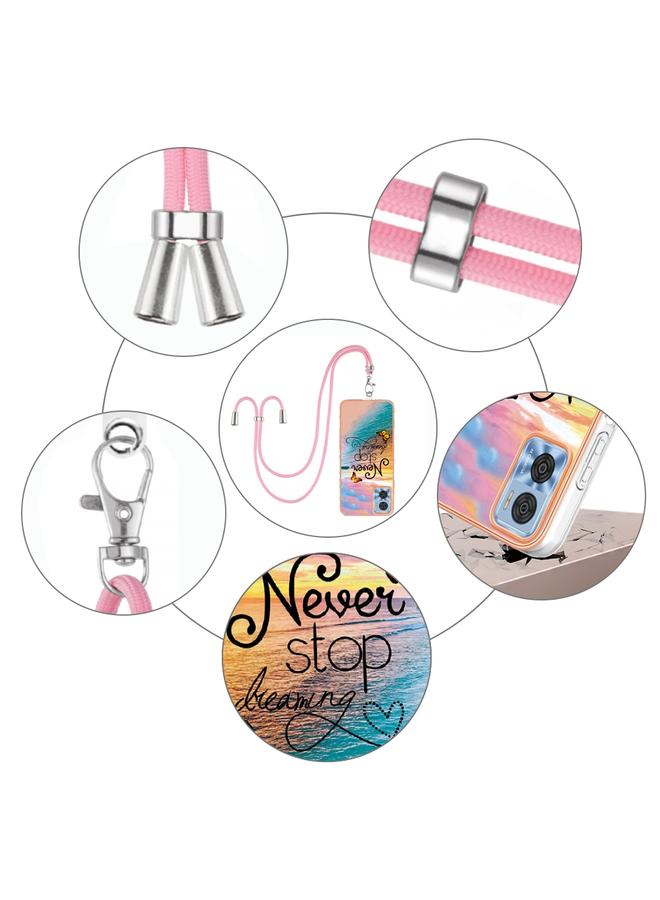 S-TOP Case For Motorola Moto E22/E22i Electroplating IMD TPU Phone Case with Lanyard - Image 4