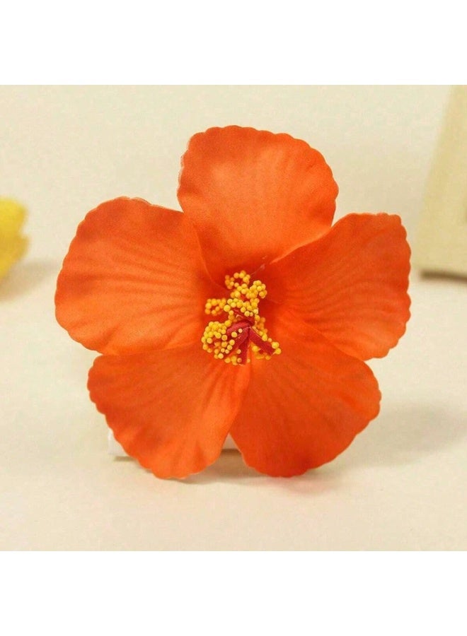 Miamia 4pcs Hawaiian Flower Hair Clips, 4pcs inch Artificial Flower Hair Clip, Bohemian Style Hibiscus Flower Hair Clip, Suitable for Holiday, Beach, Party, Summer Girls, Tropical Flower Hair Accessories Holiday Gifts  - Image 5
