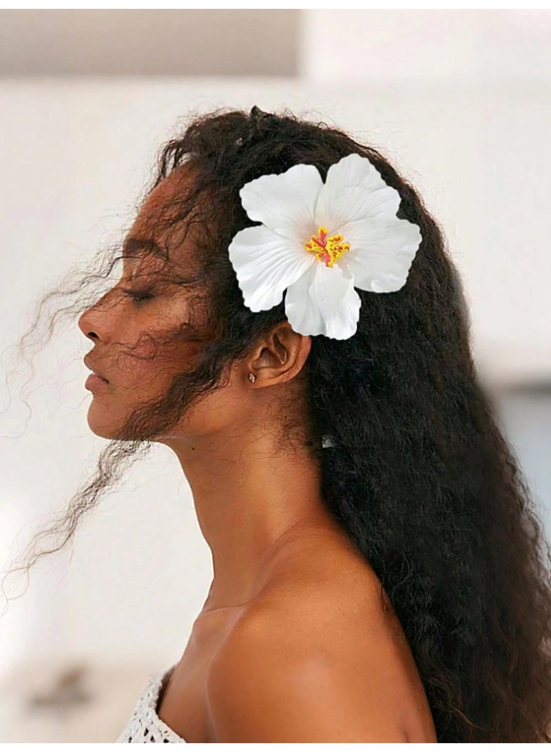 Miamia 4pcs Hawaiian Flower Hair Clips, 4pcs inch Artificial Flower Hair Clip, Bohemian Style Hibiscus Flower Hair Clip, Suitable for Holiday, Beach, Party, Summer Girls, Tropical Flower Hair Accessories Holiday Gifts  - Image 3