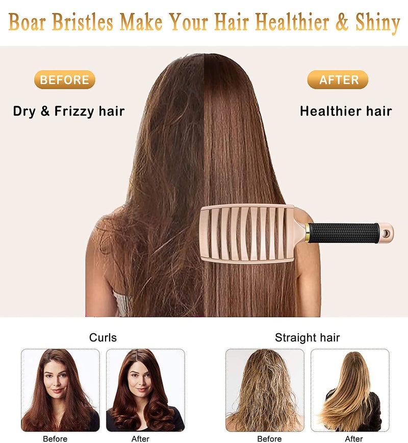 KTKUDY Detangling Brush Getting Knots Out without Pain - Boar Bristles Hairbrush Make Hair Shiny & Healthier Vented Detangler Brush for Women Men Kids wet and Dry Hair - Image 2