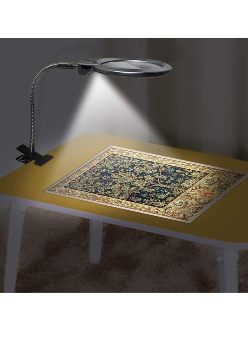 SYOSI Magnifying Desk Lamp, LED-illuminated Magnifier Microscope, Clip Magnigying Glass with Light and Stand, Desk Metal Hose Magnifier, for Reading, Close Work, Diamond Painting and Sewing Handicrafts - Image 3