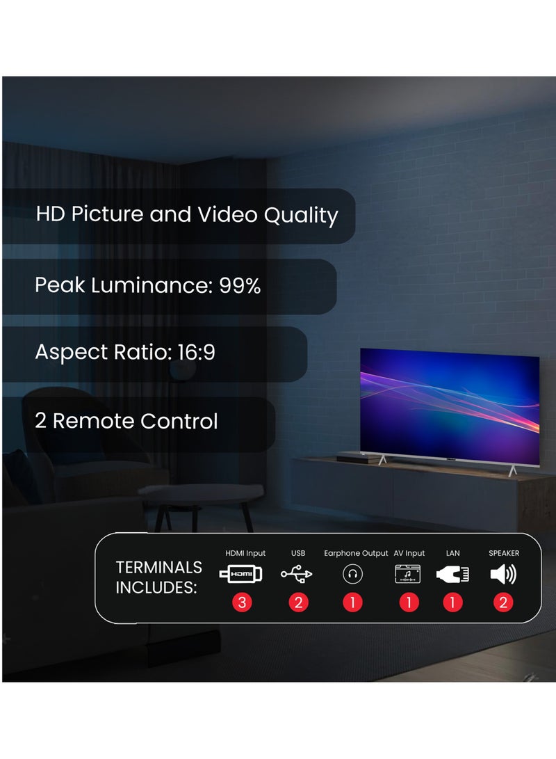 Nobel 75 Inch Diamond 4K UHD VIDAA Smart TV iOS and Android Devices with VIDAA Voice & DTS TruBass™ Surround Sound Youtube Netflix Prime Video Bluetooth WiFi And Screen Sharing 2024 Model One Year Warranty UHD75VID Silver - Image 5
