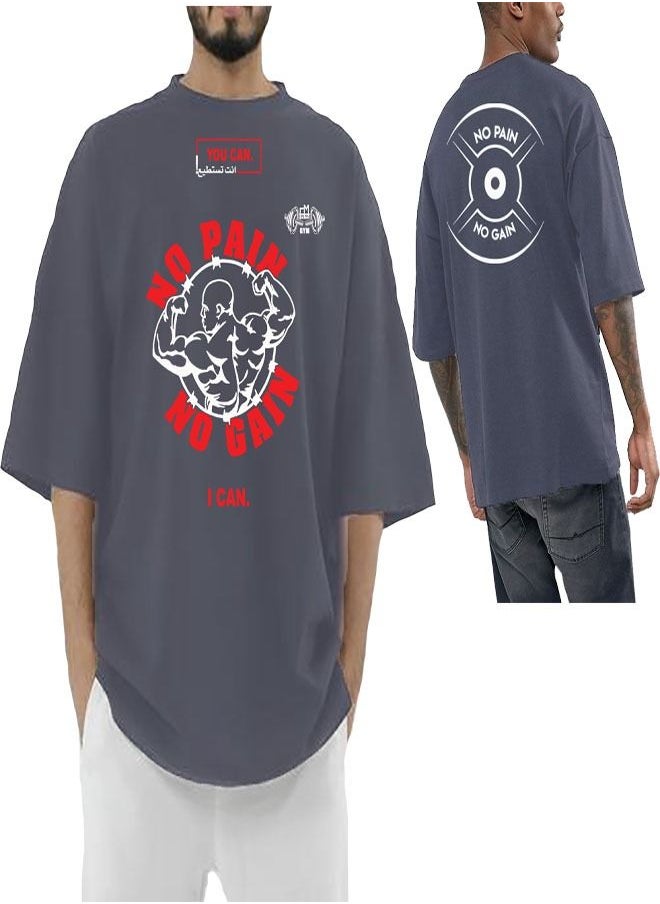 Genérico - Men's Oversize T-shirt - No Pain No Gain Printed for exercise, gym and bodybuilding 6 - Image 1