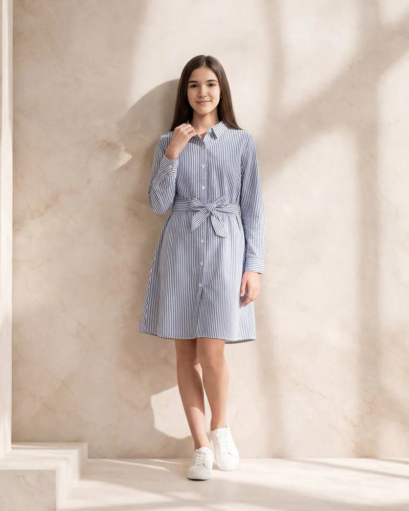 Redtag Senior Girls Blue Casual Dress