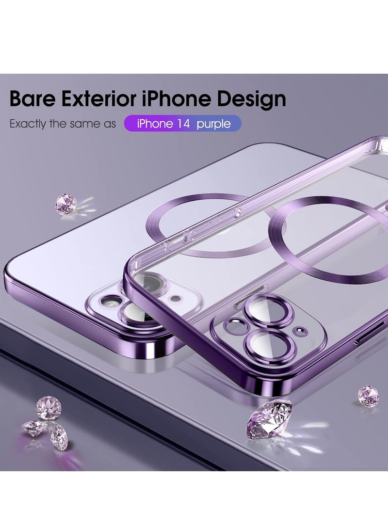 ten.tech Transparent Magnetic Protection Cover Compatible with MagSafe for iPhone 14 Mobile Phone, Anti-Shock and Anti-Scratches, and Camera Lens Protector (purple) by Tin Tech - Image 2