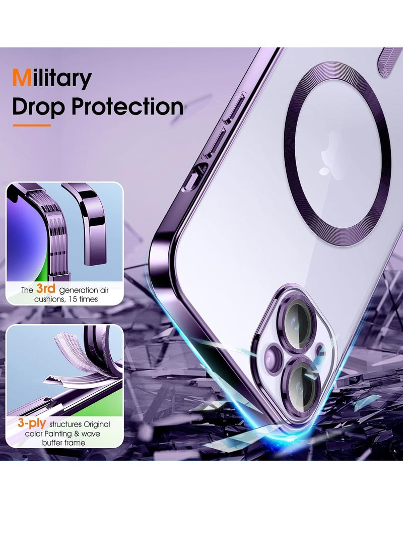 ten.tech Transparent Magnetic Protection Cover Compatible with MagSafe for iPhone 14 Mobile Phone, Anti-Shock and Anti-Scratches, and Camera Lens Protector (purple) by Tin Tech - Image 3