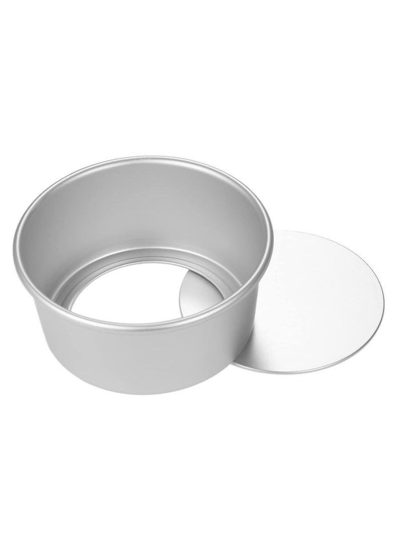 5Pcs Aluminum Alloy Round Cake Mould Set Removable Bottom Cheesecake, Chiffon, Pudding Baking Pan for Patisserie, Non-Stick Silver Cake Mold, Durable Baking Tools for Home & Professional Use - Image 4