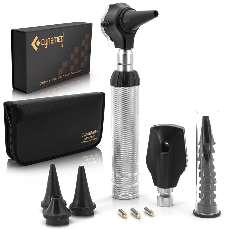 CYNAMED 2-in-1 Ear Scope Set - Multi-Function Otoscope for Ear, Nose & Eye Examination- Professional Kit for Home and Medical Students - Sight Chart, Replacement Tips, and Carry Case - Image 1